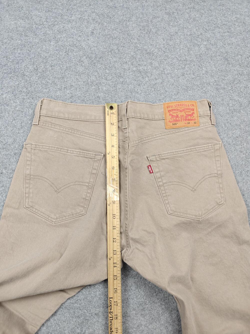 Levi's Jeans Mens 33x32 Beige Straight Regular Fit Stretch Cotton Denim 505 - Picture 9 of 12